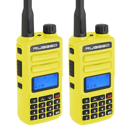 2 PACK - GMR2 HANDHELD GMRS FRS RADIO PAIR - BY RUGGED RADIOS - HIGH VISIBILITY SAFETY YELLOW