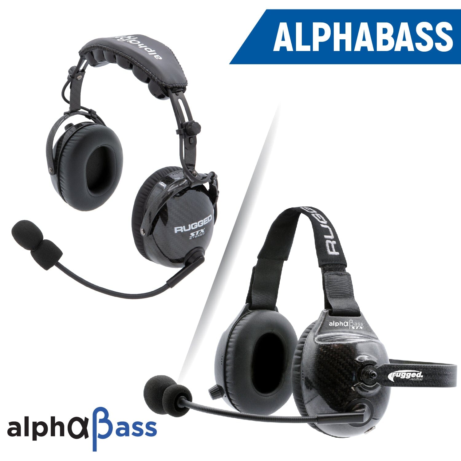 ALPHABASS CARBON FIBER HEADSET FOR STEREO AND OFFROAD INTERCOS (BTH) BEHIND THE HEAD
