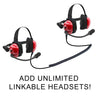 H80 "TRACK TALK" INTERCOM HEADSET. 2-PERSON [RED - FLEX BOOM]
