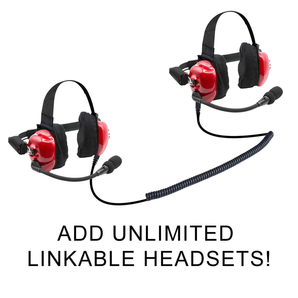 H80 "TRACK TALK" INTERCOM HEADSET. 2-PERSON [RED - FLEX BOOM]